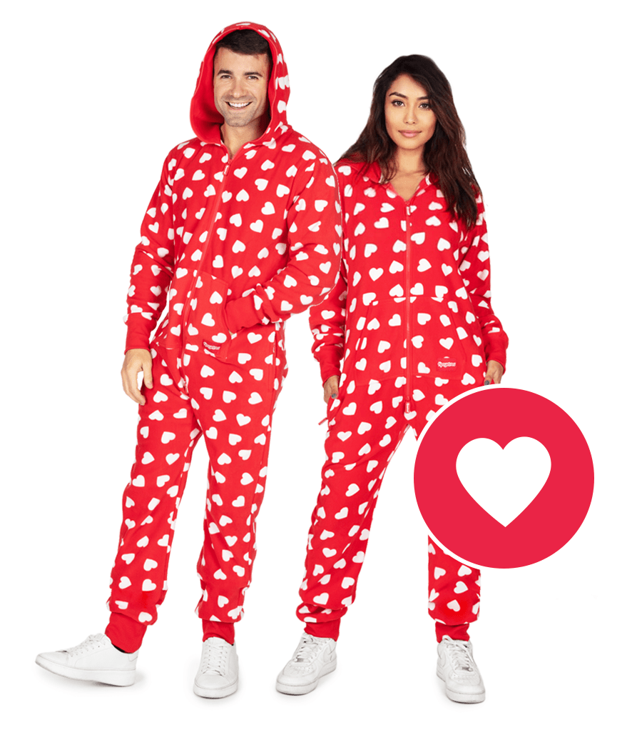 Matching Beating Hearts Couples Jumpsuits
