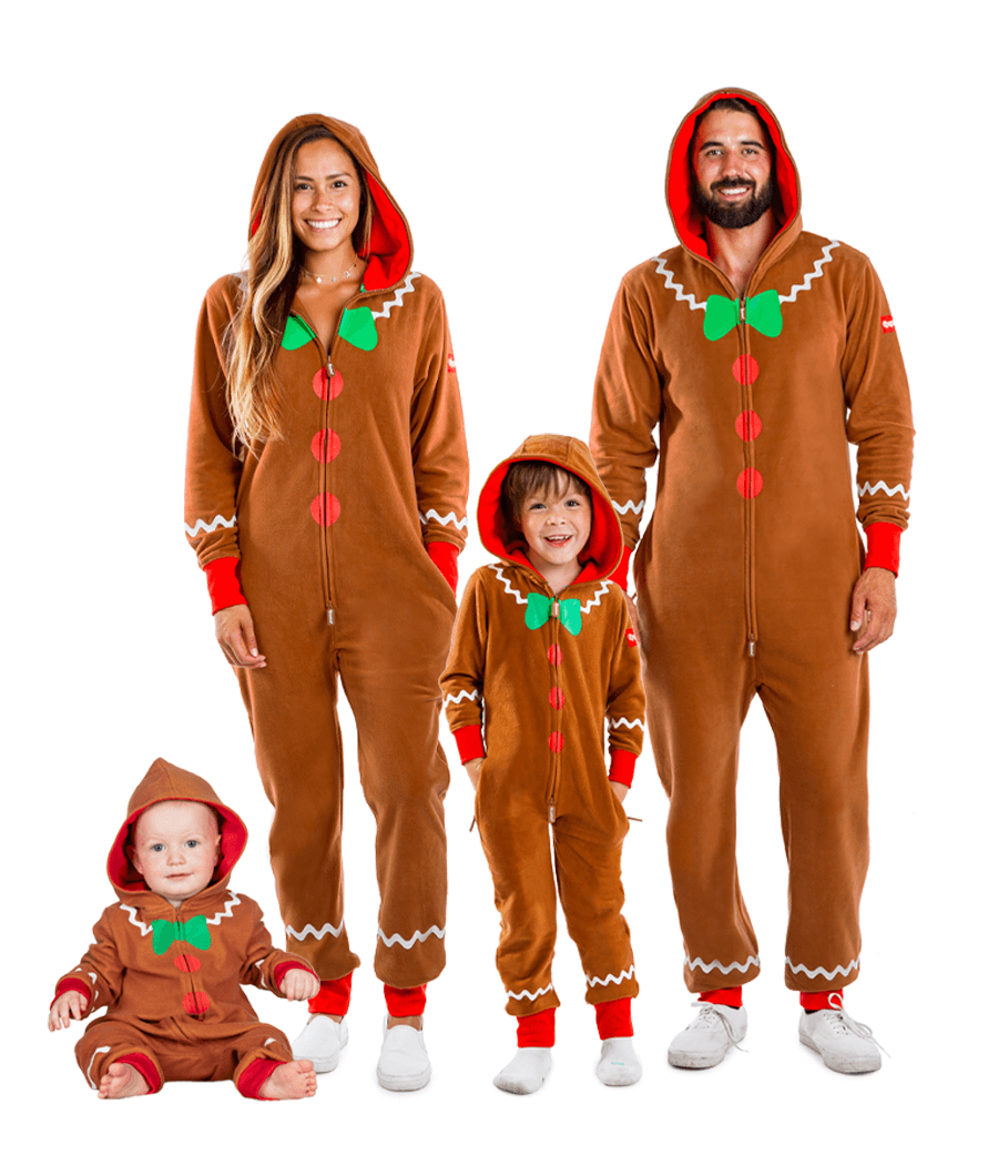 Matching Gingerbread Family Jumpsuits
