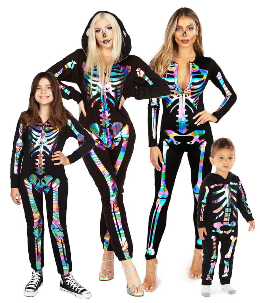 Matching Iridescent Skeleton Family Costumes
