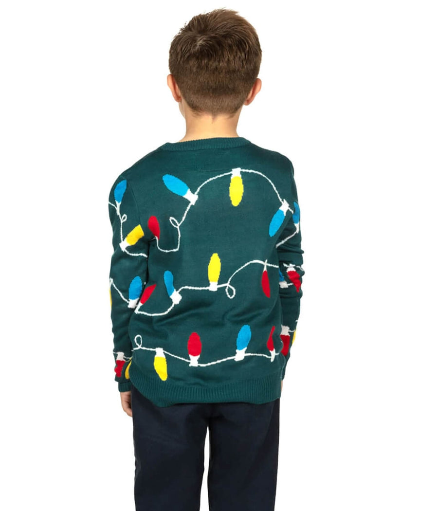 Boy's Green Christmas Lights Ugly Christmas Sweater