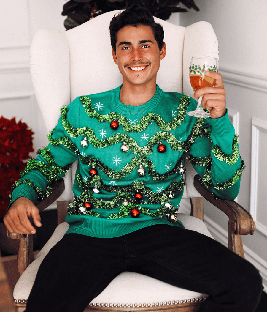 Men's Gaudy Garland Ugly Christmas Sweater