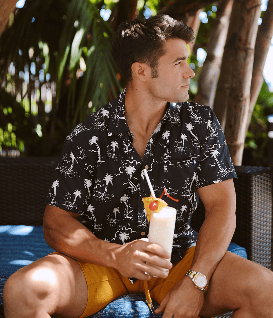 Men's Monochrome Moonlight Hawaiian Shirt Image 8