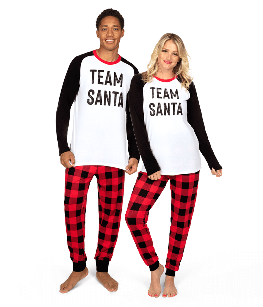 Matching Team Santa Couples Pajamas Tipsy Elves