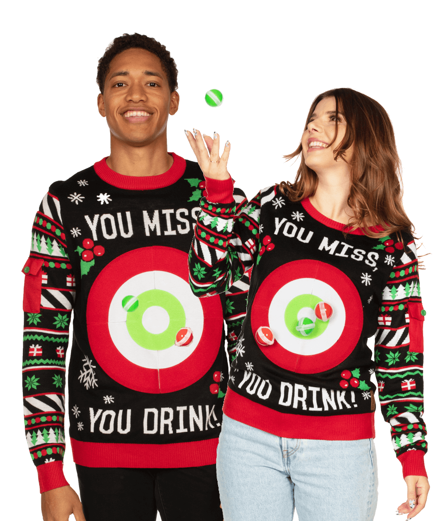 Matching Drinking Game Couples Ugly Christmas Sweater
