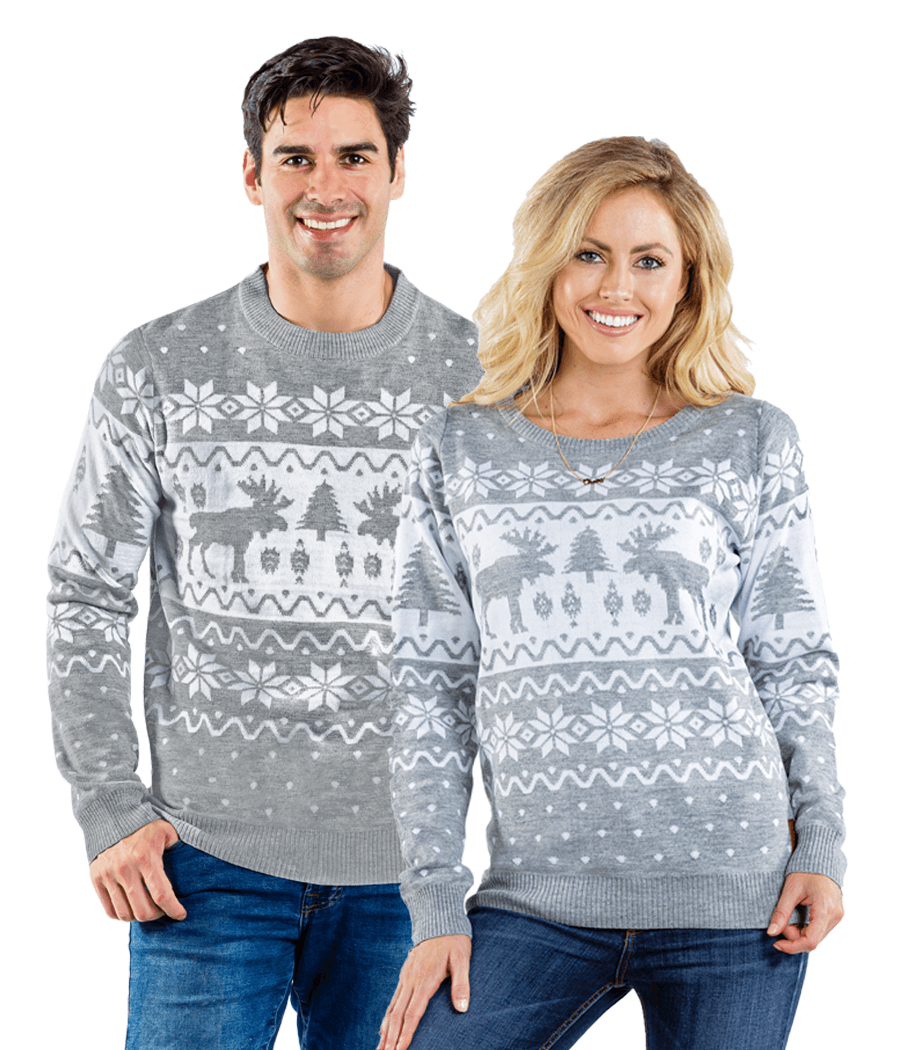 Matching Merry Moose Couples Ugly Christmas Sweater Primary Image