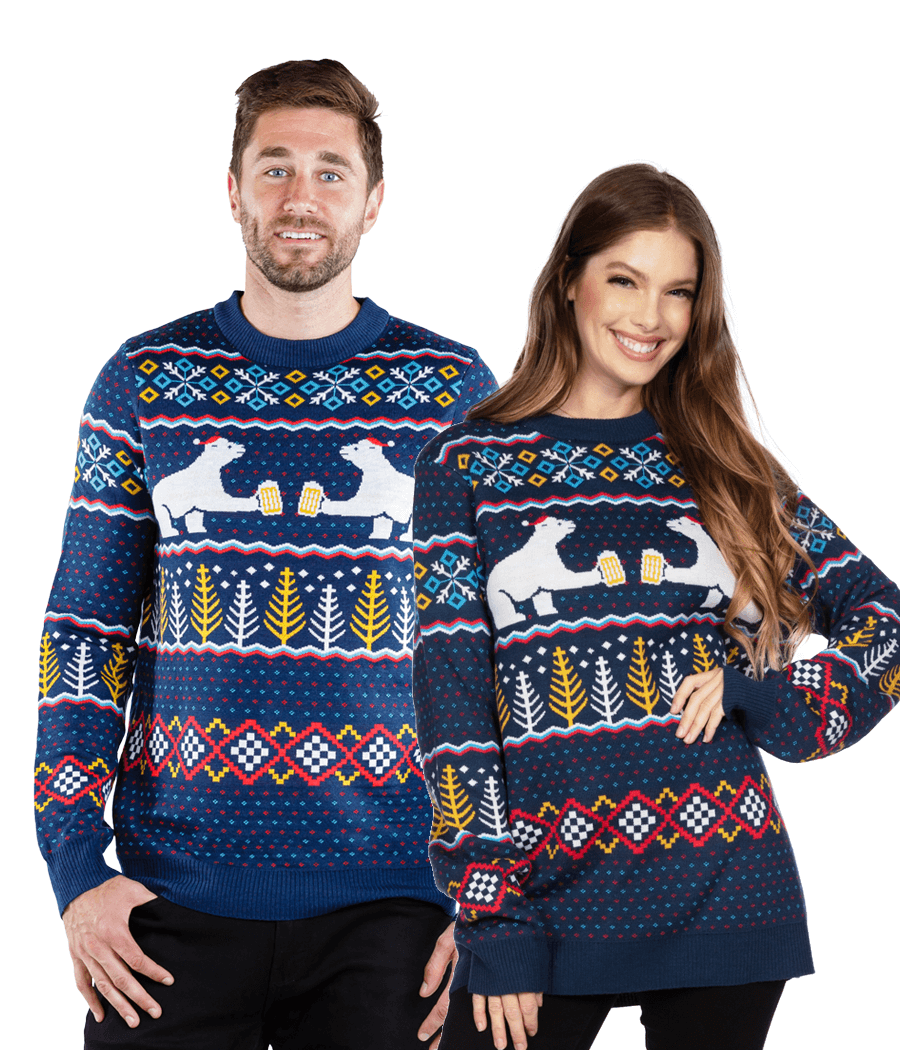 Matching Polar Bear Party Couples Ugly Christmas Sweater