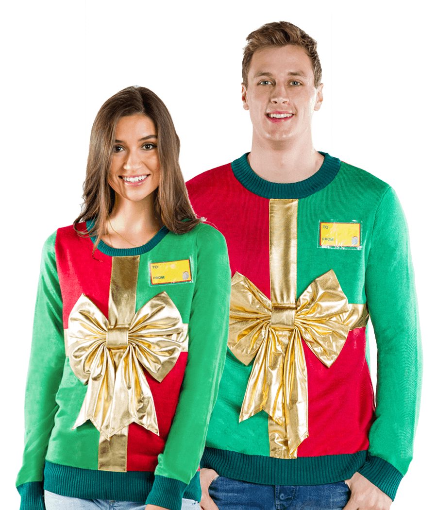 Matching Christmas Present Couples Ugly Christmas Sweater Tipsy
