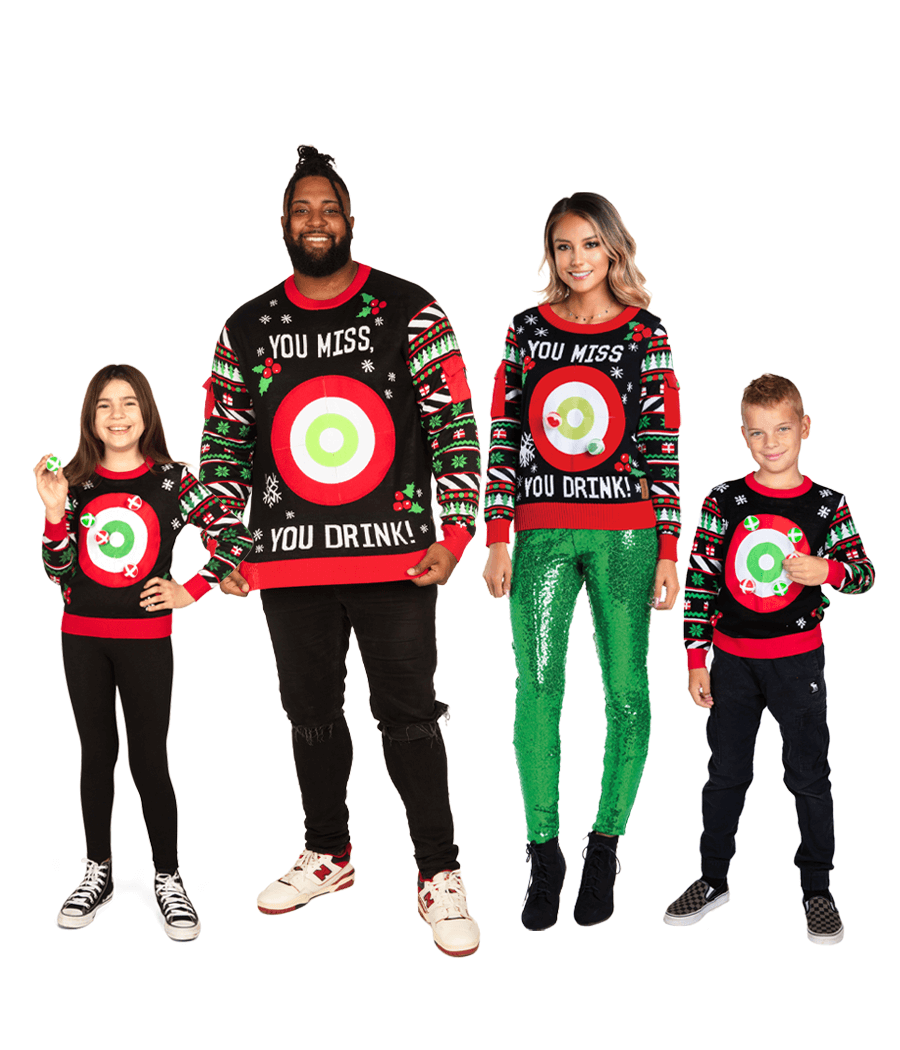 Matching Dart Game Family Christmas Sweaters Tipsy Elves