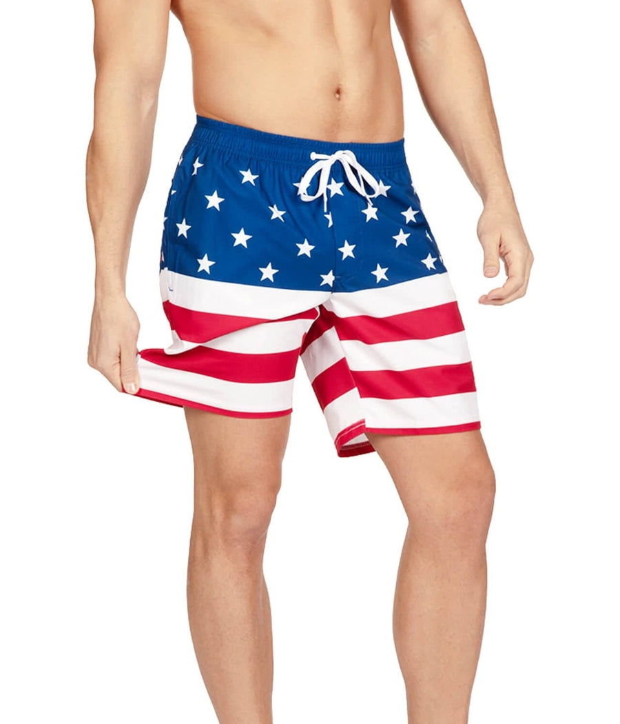 American Flag Stretch Swim Trunks Image 2