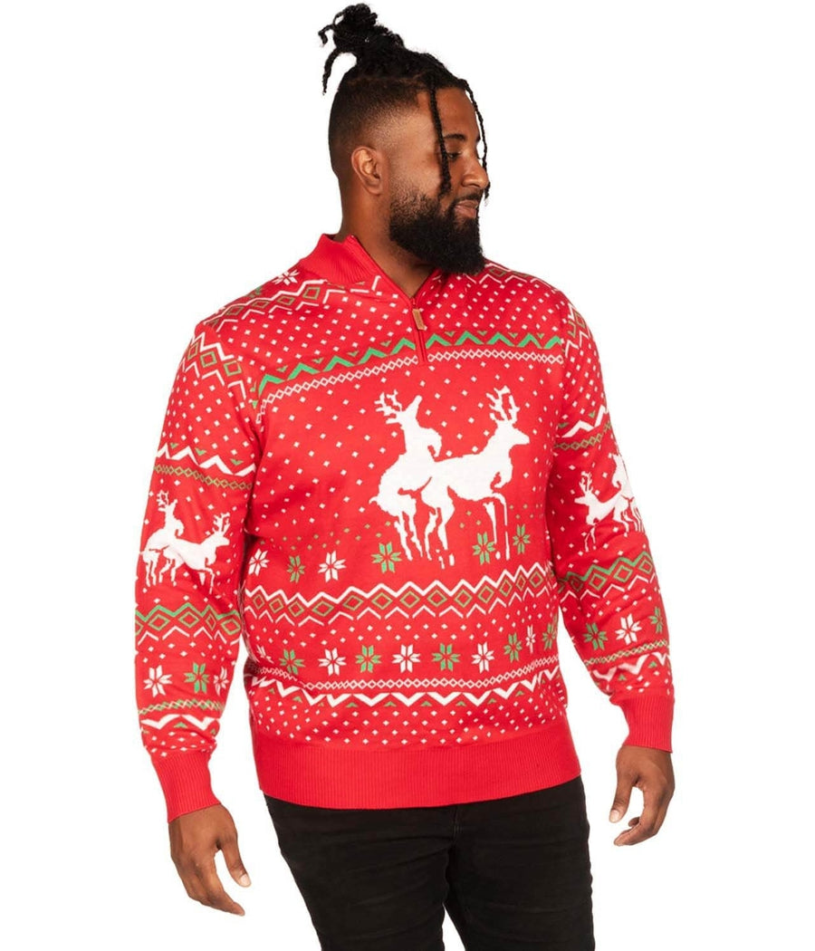 Men's Humping Reindeer Big and Tall Christmas Sweater Tipsy Elves