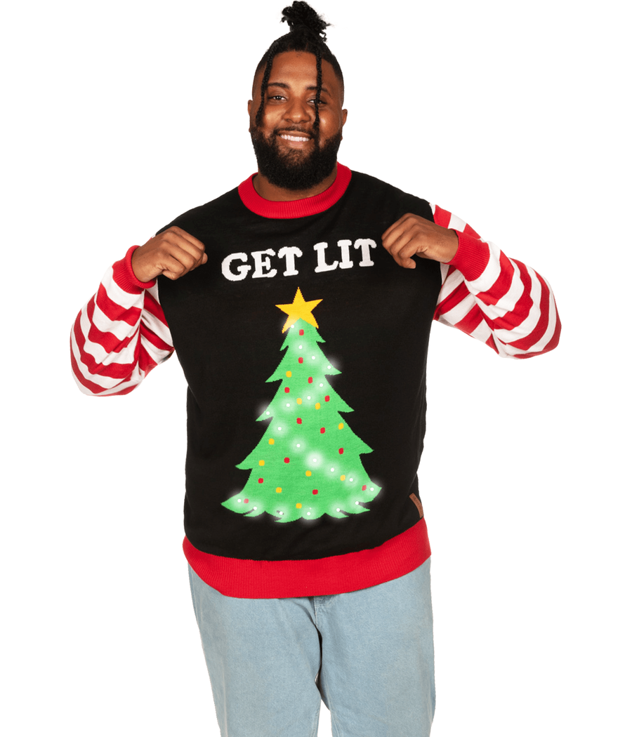 Men's Get Lit Light Up Big and Tall Ugly Christmas Sweater