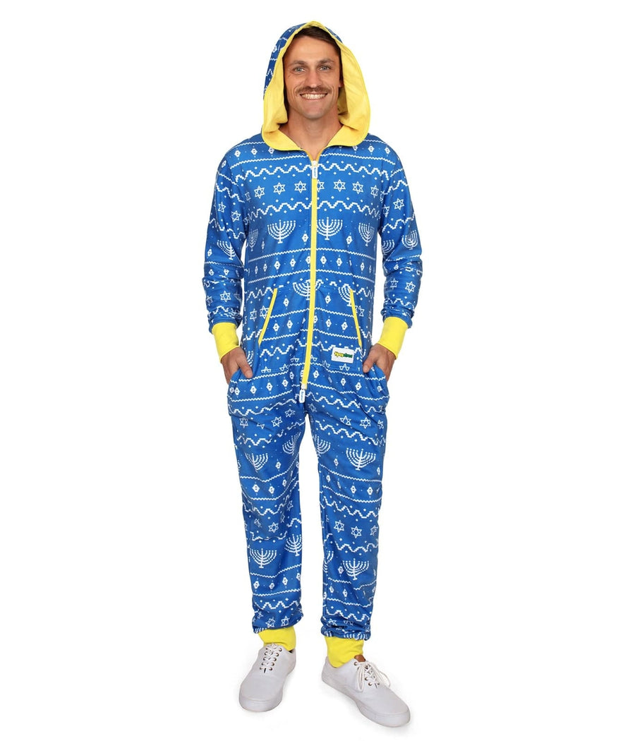 Men's Blue Hanukkah Jumpsuit