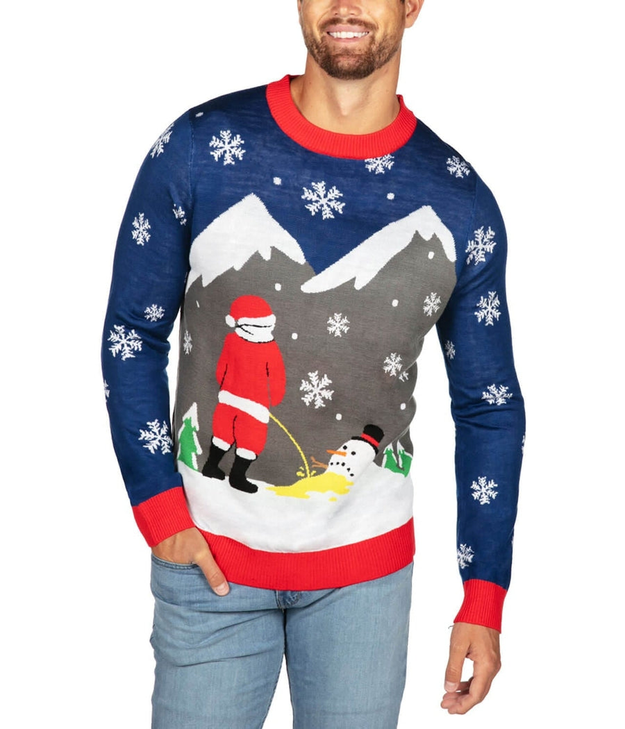 Melting Snowman Ugly Christmas Sweater: Men's Christmas Outfits