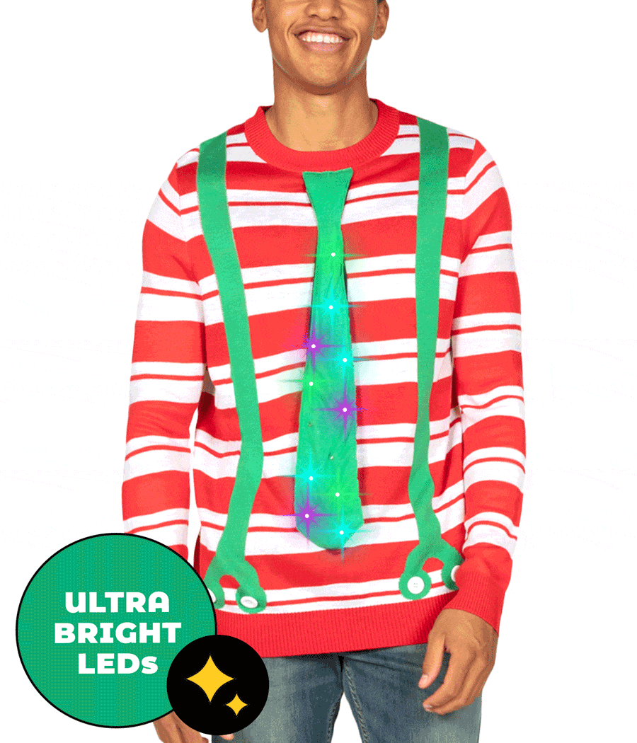 Formally Festive Light Up Ugly Christmas Sweater Men s Christmas Outfits Tipsy Elves