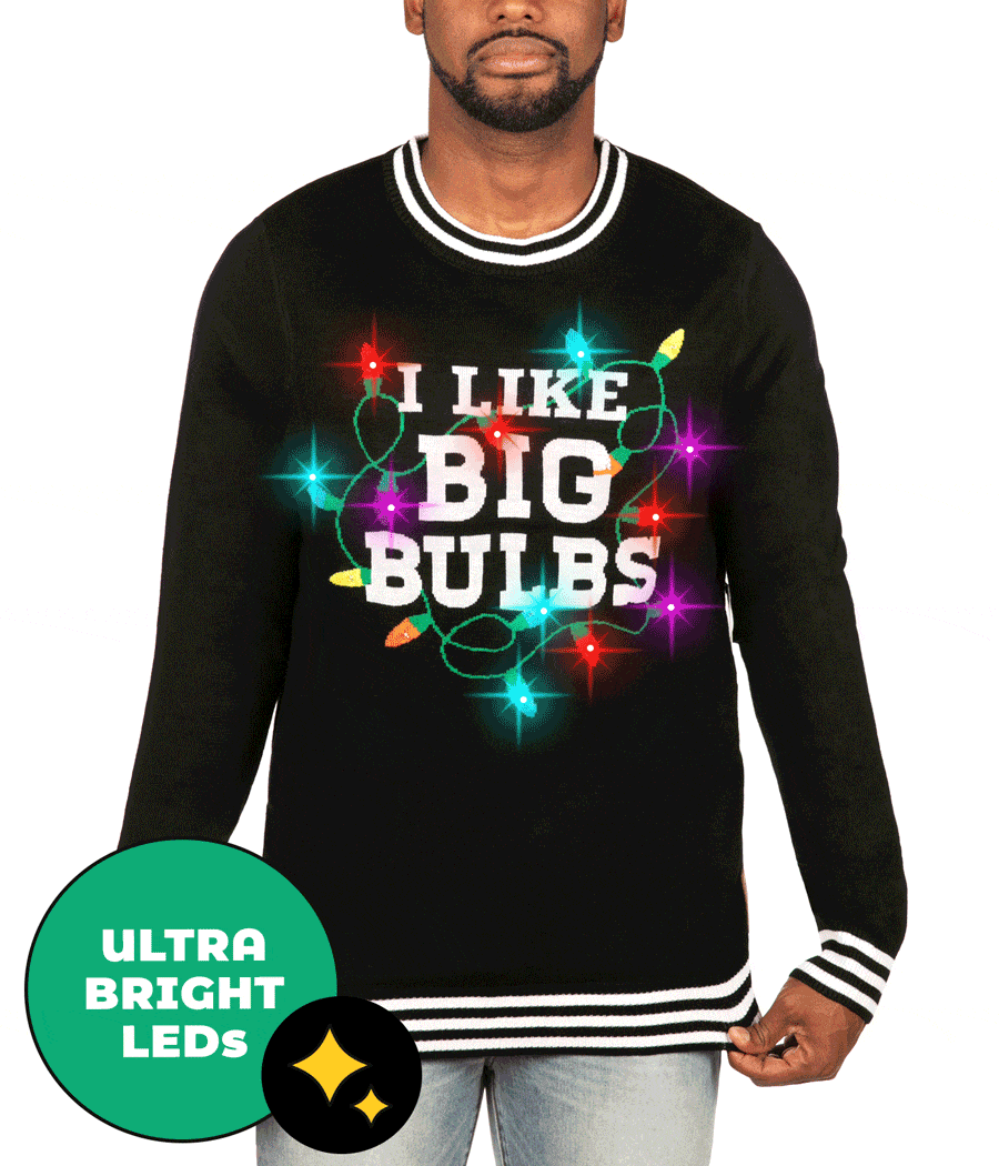 Men's I Like Big Bulbs Light Up Ugly Christmas Sweater