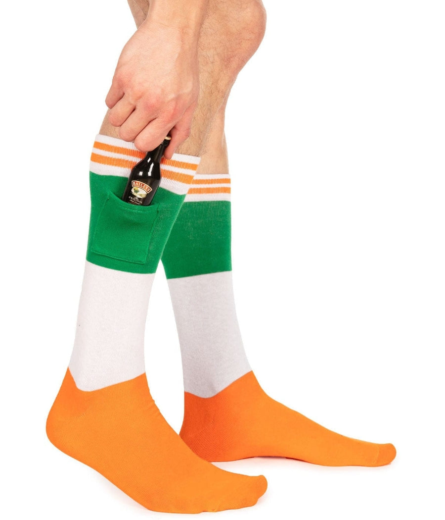 Men's Irish Flag Shot Socks with Pockets (Fits Sizes 8-11M)