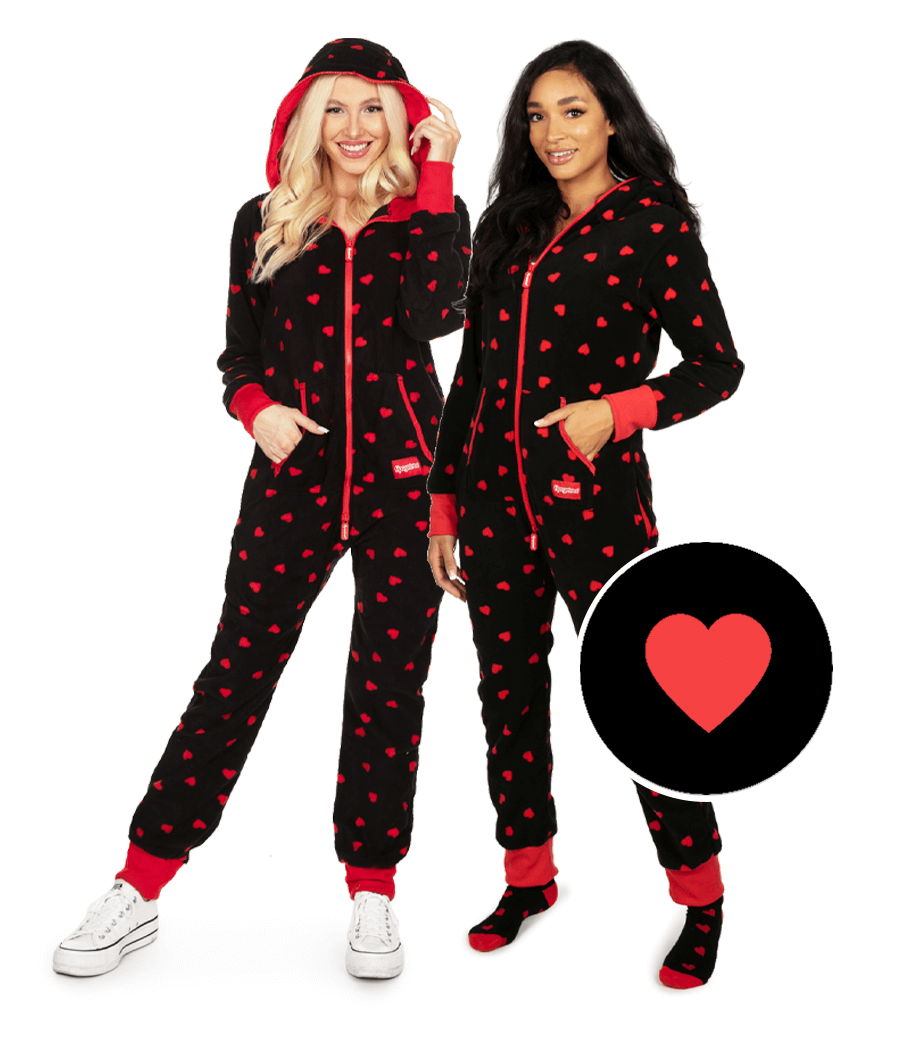 Matching Hearts on Fire Couples Jumpsuits