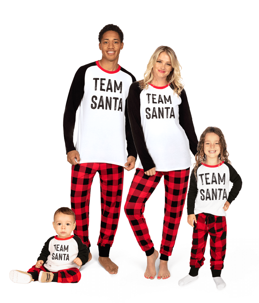 Matching Team Santa Family Pajamas Tipsy Elves