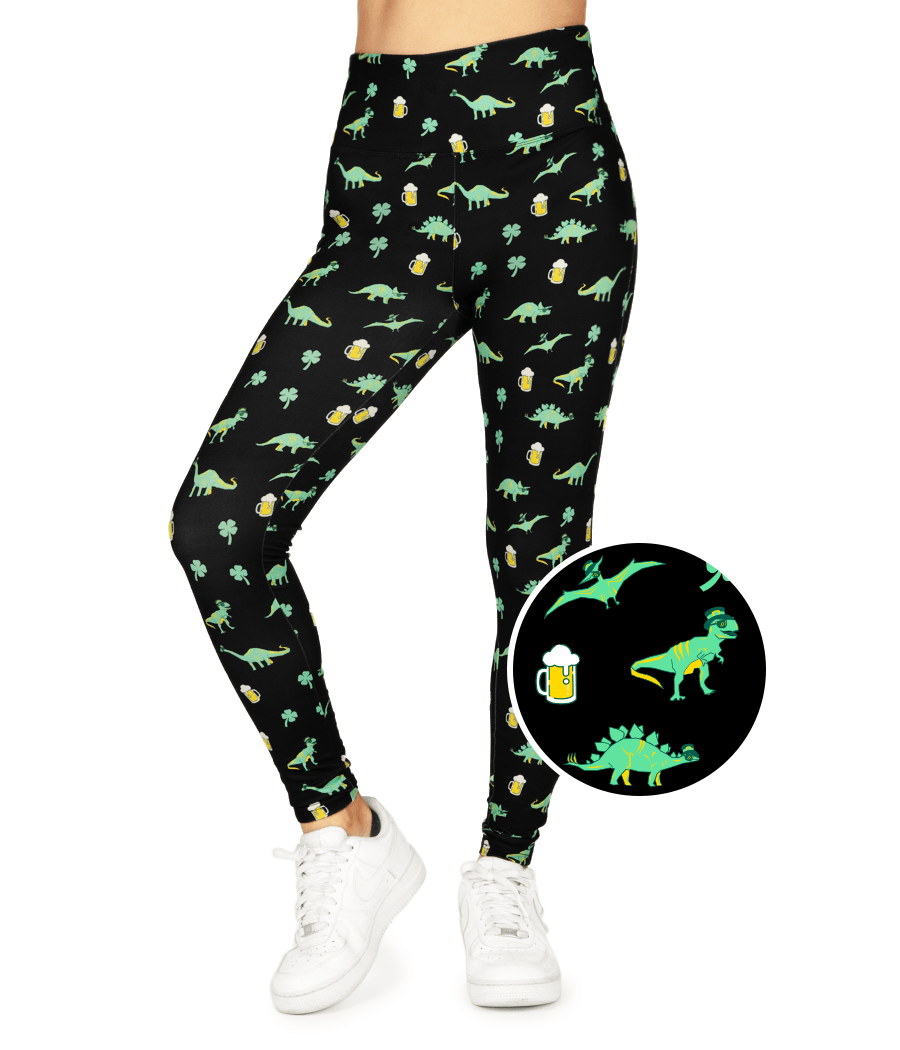 Drinkosaurus Rex High Waisted Leggings Women s St. Paddy s Outfits Tipsy Elves