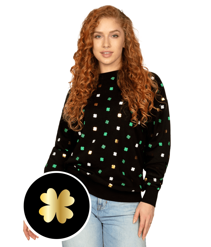 Women's Metallic Clover Crewneck Sweatshirt