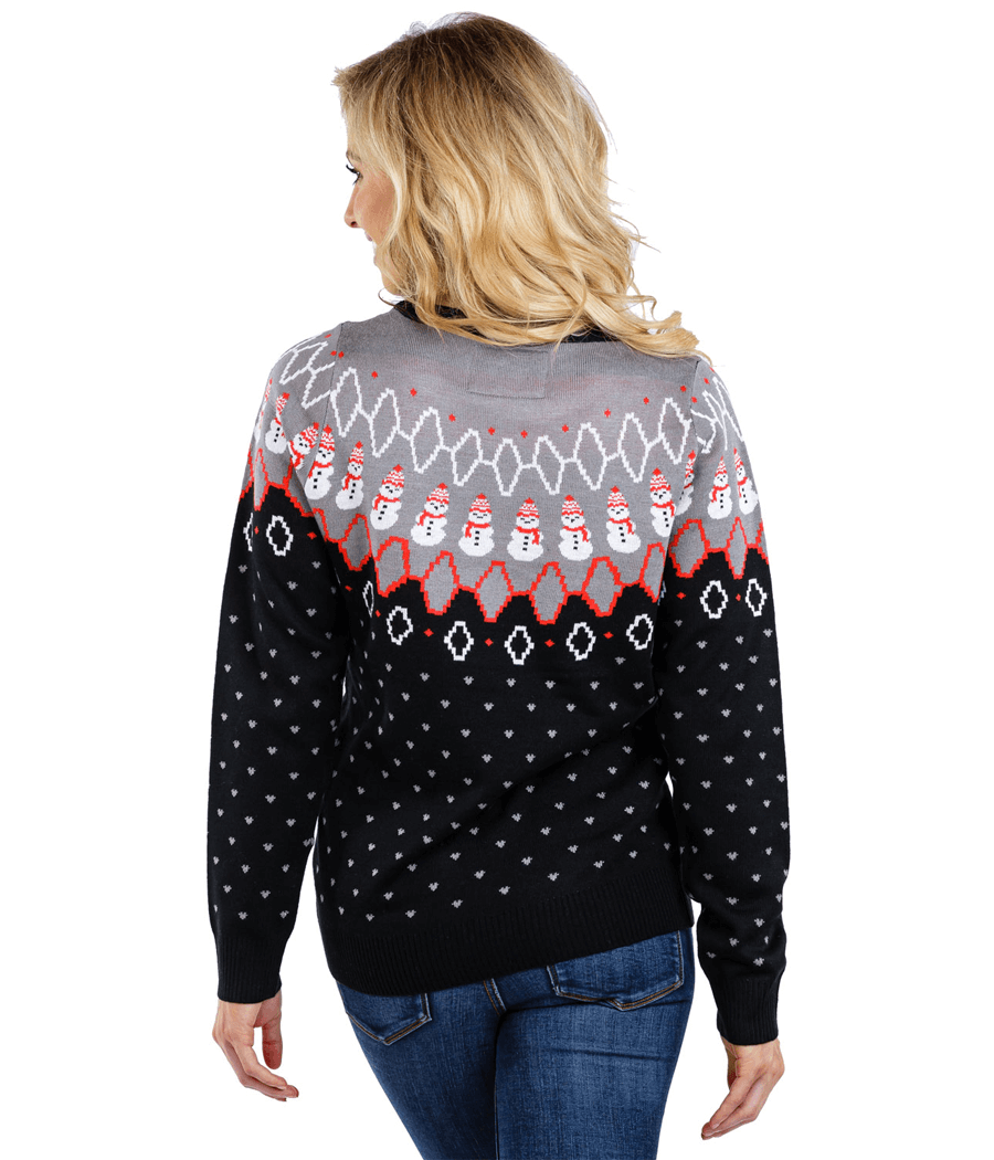 Women's Swooping Snowman Ugly Christmas Sweater