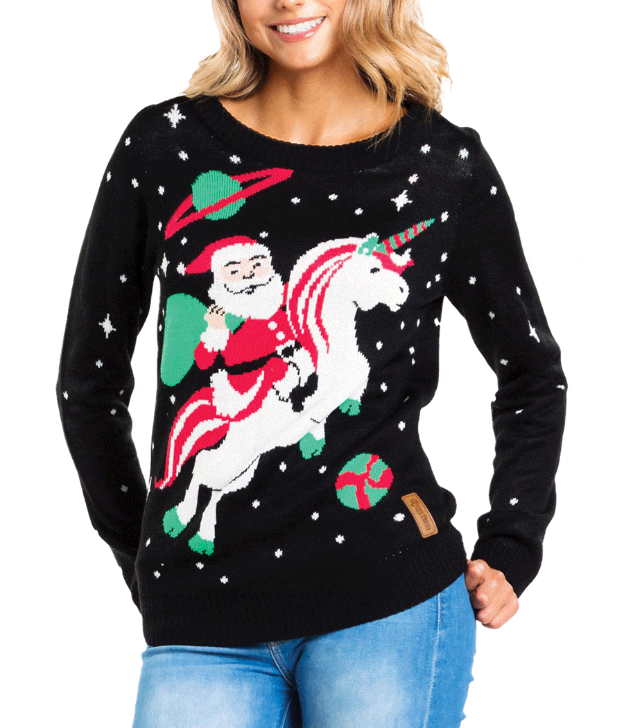 Santa Unicorn Ugly Christmas Sweater: Women's Christmas Outfits | Tipsy