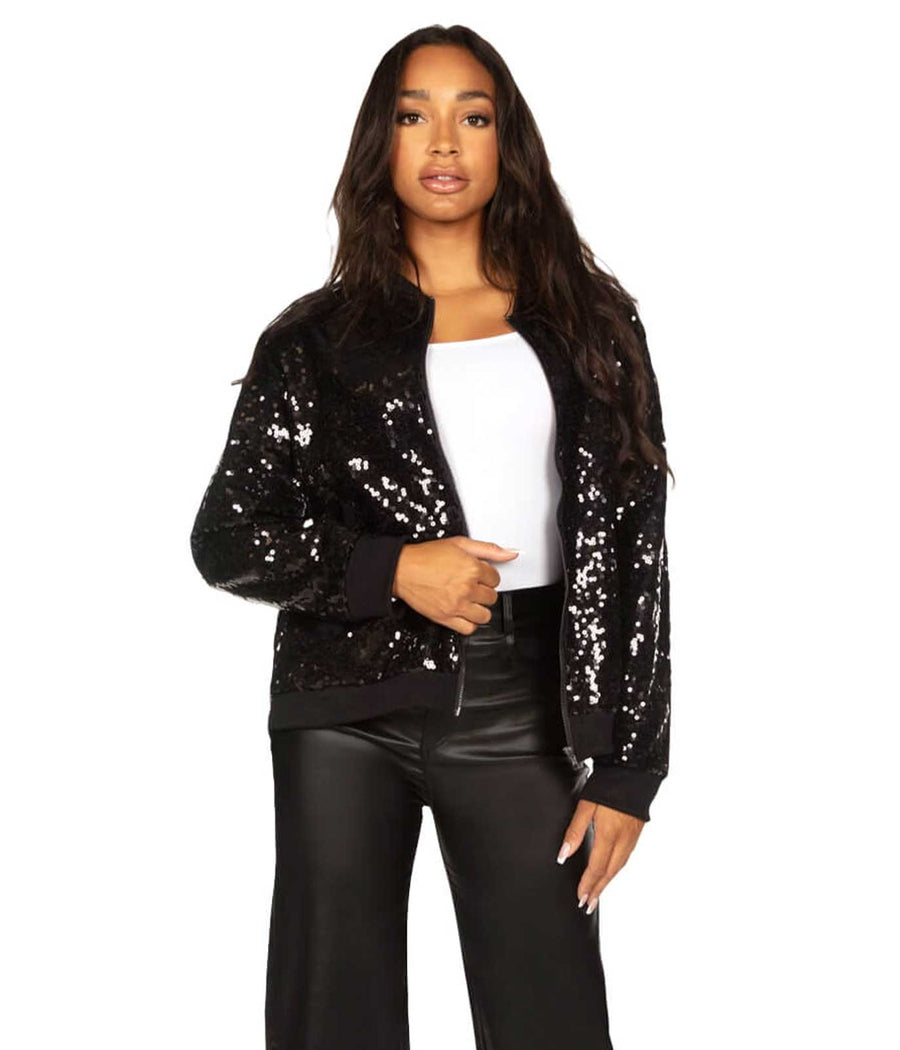 Bomber Glittery Jackets Black Glitter Jacket Womens Black Sequin