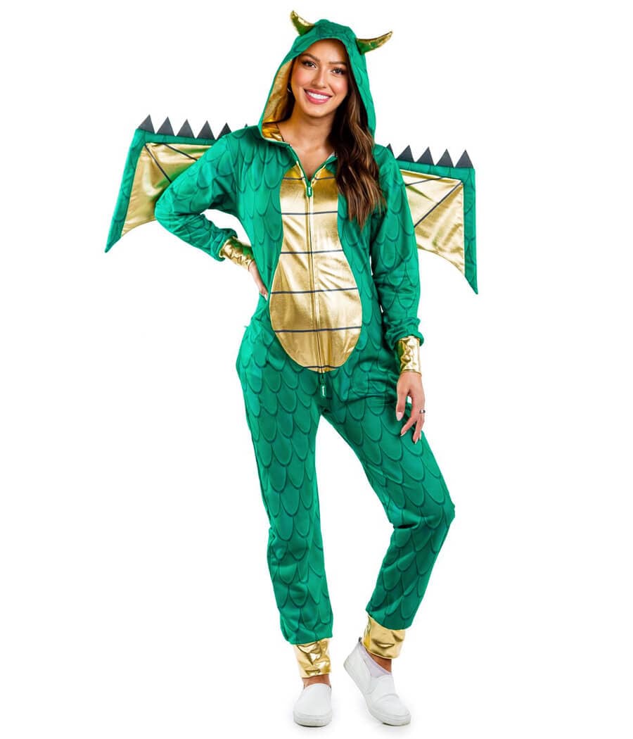 Tipsy Elves Dragon Halloween Costume For Women - Retro Magical Fantasy Creature Adult Hooded Onesie Jumpsuit Tipsy Elves Dragon Halloween Costume For Women - Retro Magical Fantasy Creature Adult Hooded Onesie Jumpsuit