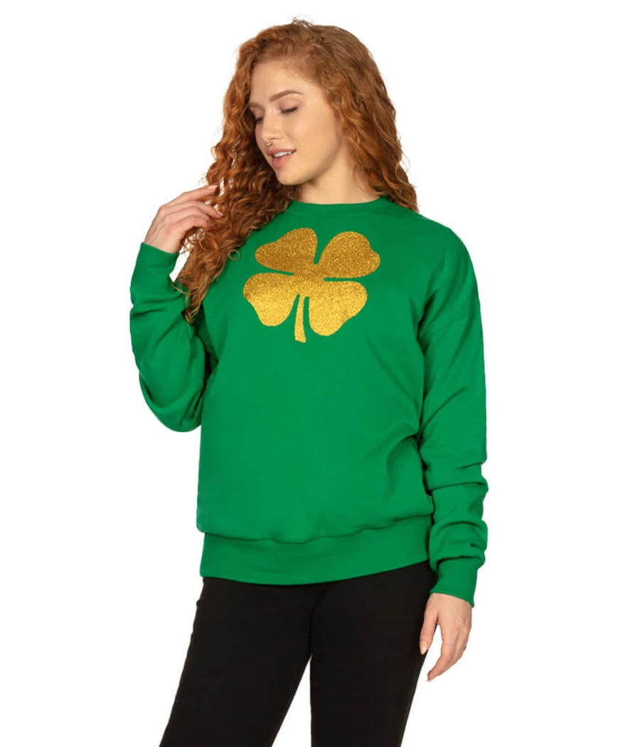 Women's Glitter Clover Crewneck Sweatshirt