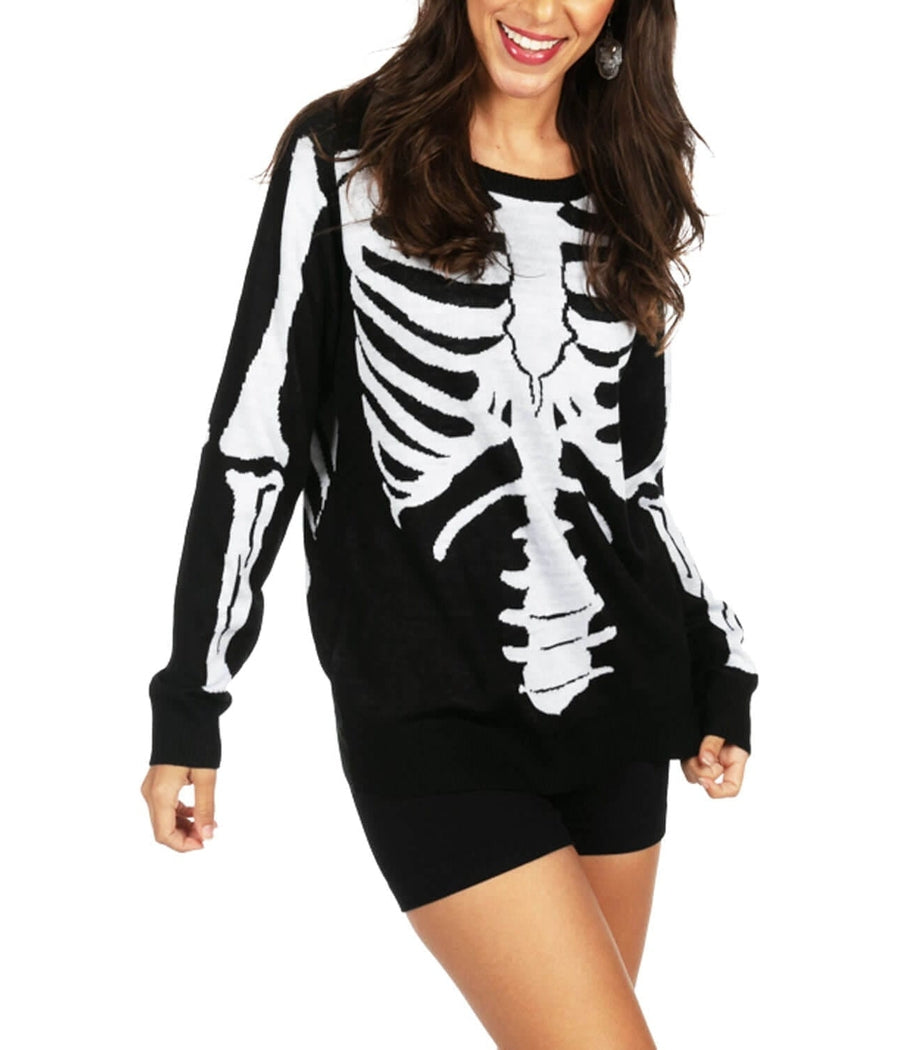 Tipsy Elves Skeleton Crew Sweater Black White Halloween Pullover Tipsy Elves Skeleton Crew Sweater Black White Halloween Pullover