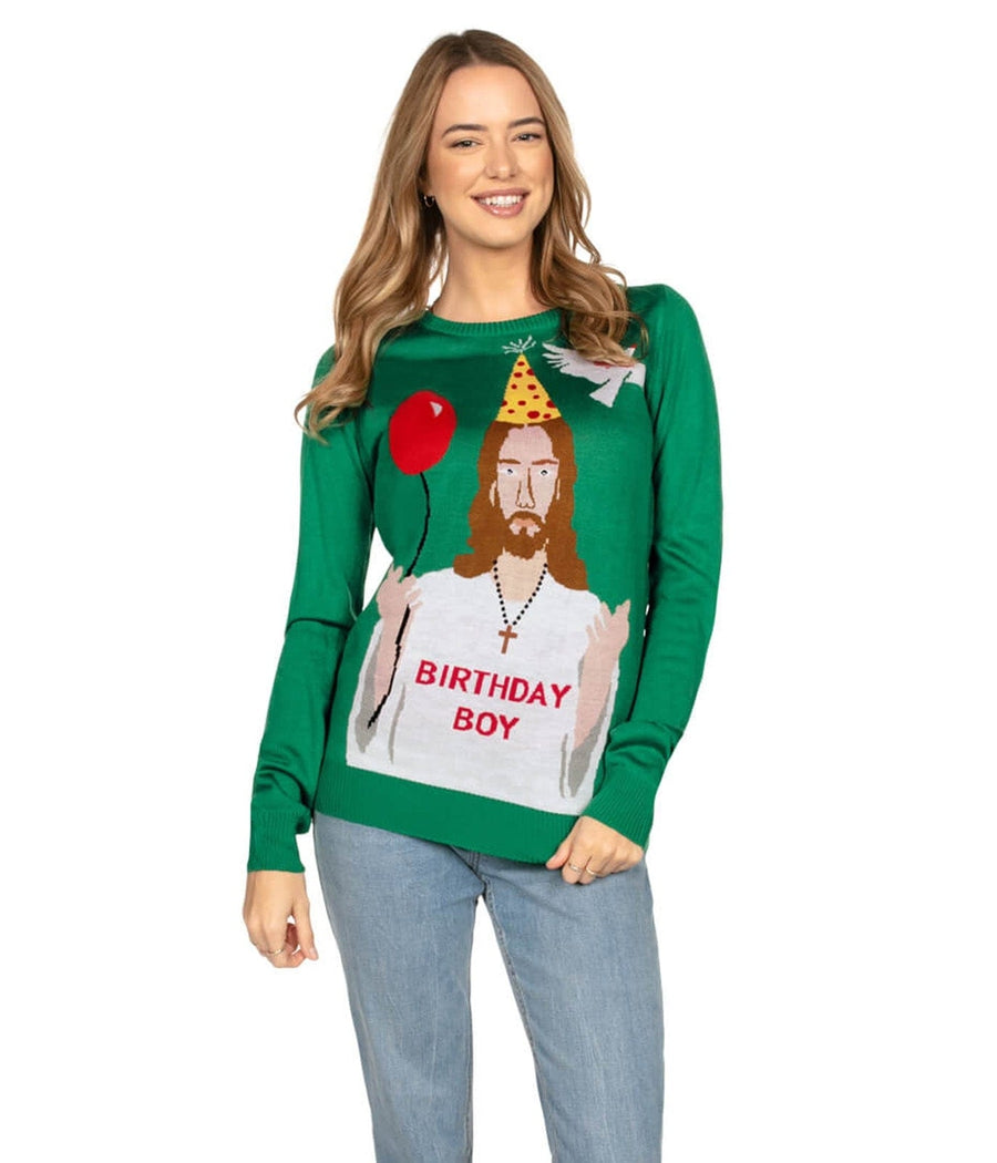 Women's Happy Birthday Jesus Ugly Christmas Sweater Image 4
