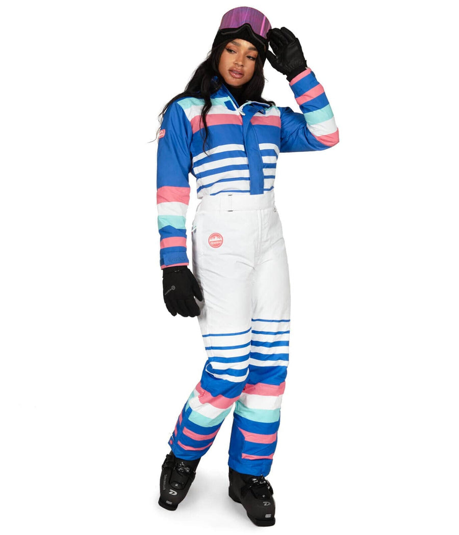 One-Piece Ski Suit] - Womens - Tipsy Elves (Blue, Sante Fe Shredder)