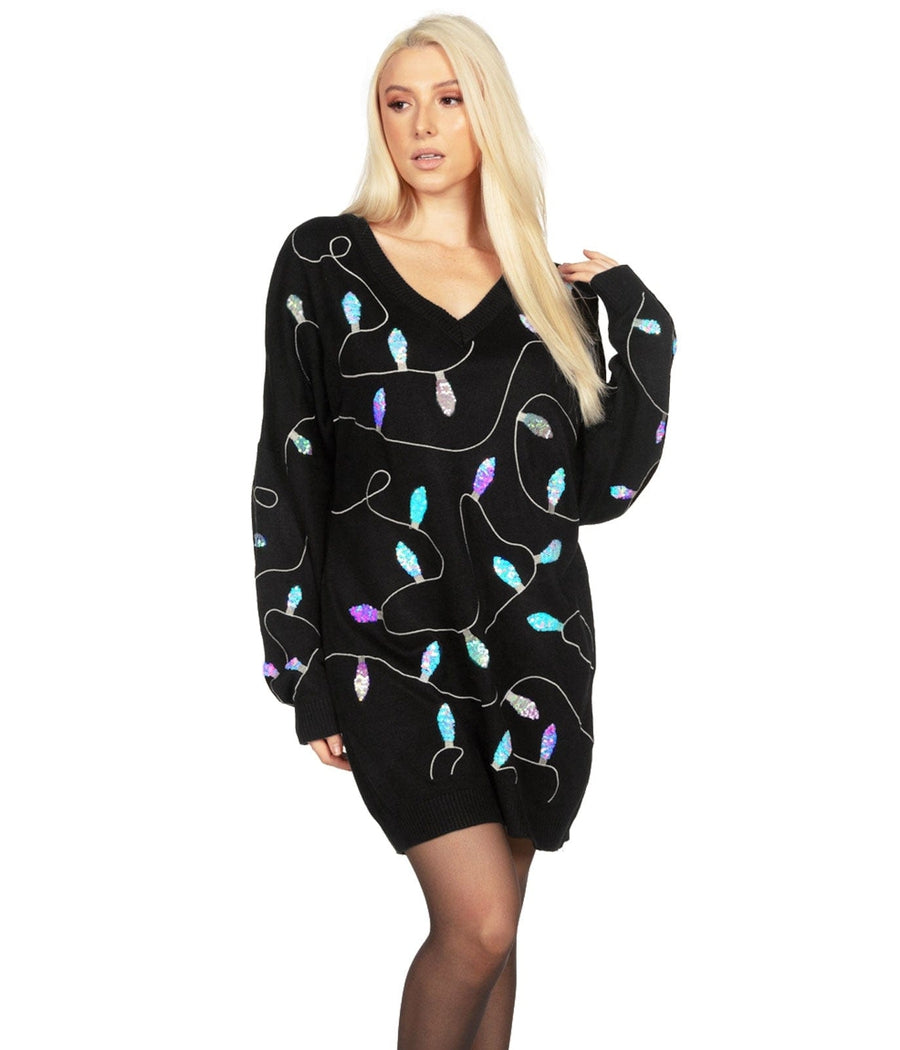 Tipsy Elves Womens Iridescent Lights Oversized Sweater Dress Size Medium Tipsy Elves Womens Iridescent Lights Oversized Sweater Dress Size Medium