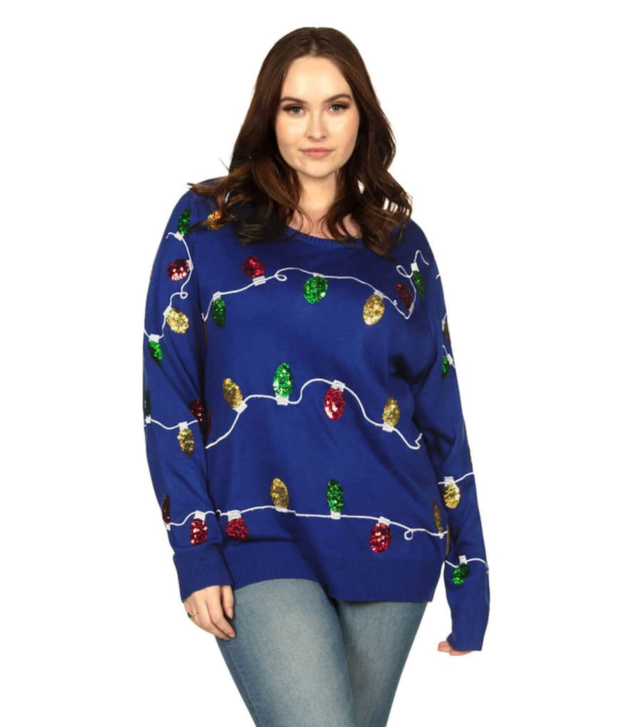 Christmas Lights Plus Size Ugly Christmas Sweater: Women's