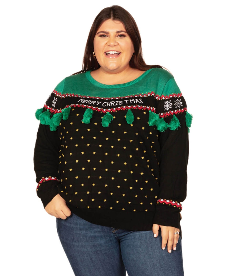 Women's Christmas Tree Tassel Plus Size Ugly Christmas Sweater