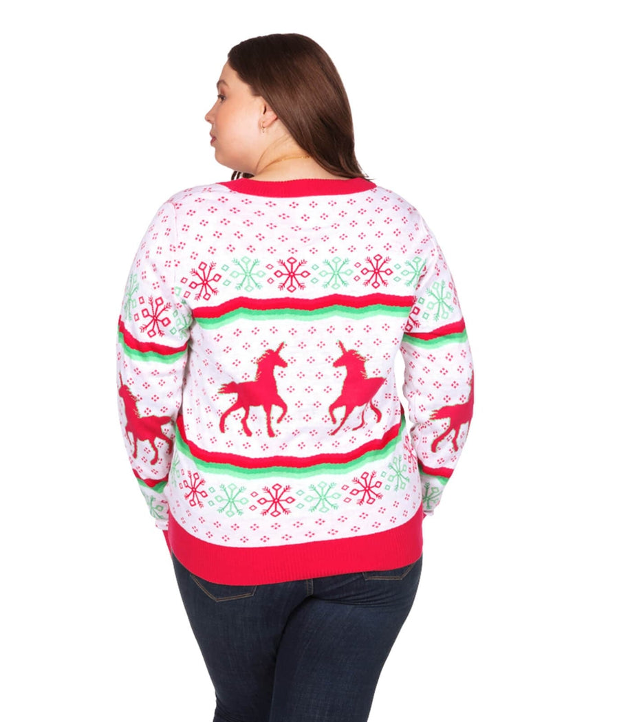 Women's Christmicorn Plus Size Cardigan Sweater Image 2
