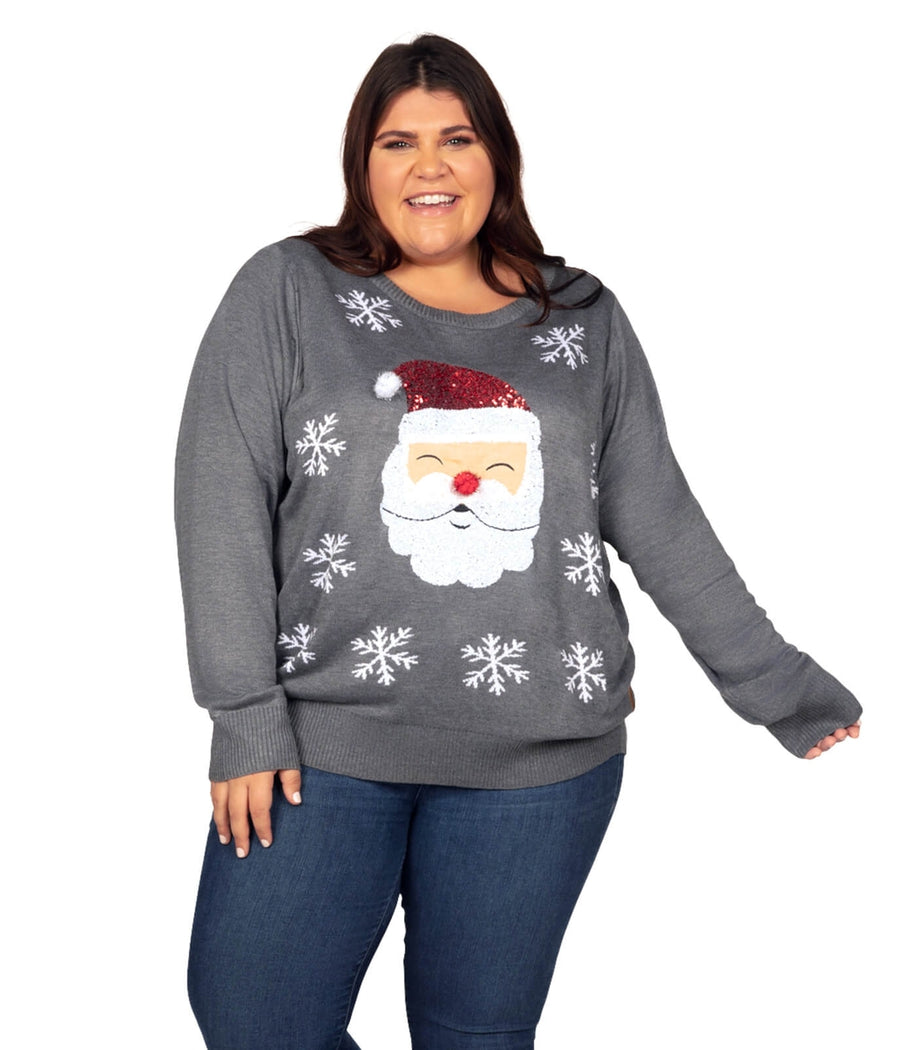 Red Nose Santa Plus Size Ugly Christmas Sweater: Women's Christmas