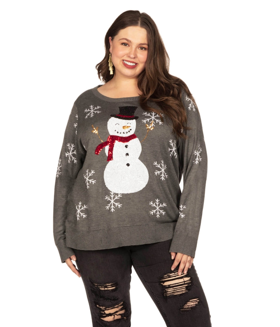 Women's Sequined Snow Day Plus Size Ugly Christmas Sweater
