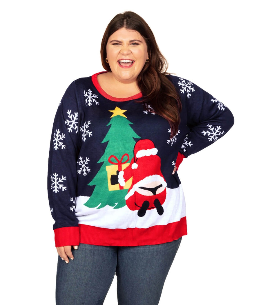 Women's Boats & HO HO Hos Ugly Christmas Sweater | Fun & Ugly X-mas Sweater | Lightweight, Warm, & Soft to The Touch | Navy | Tipsy Elves