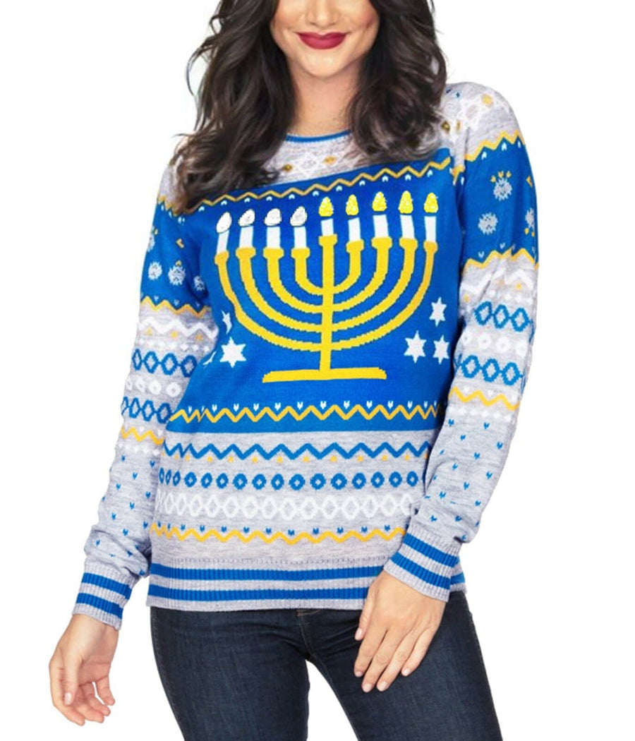 Women's Reversible Sequin Hanukkah Sweater Image 2