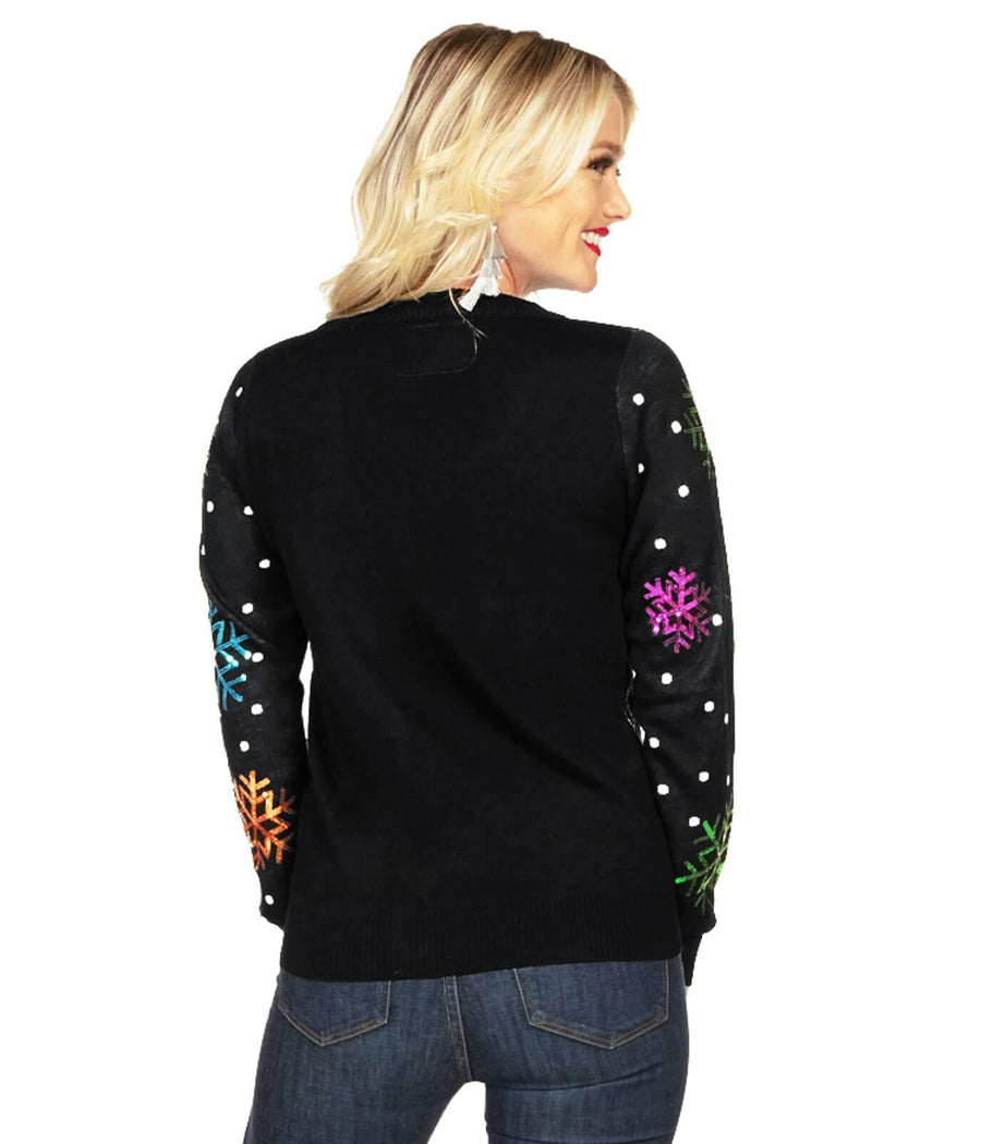Women's Sequin Snowfall Ugly Christmas Cardigan Sweater Image 2