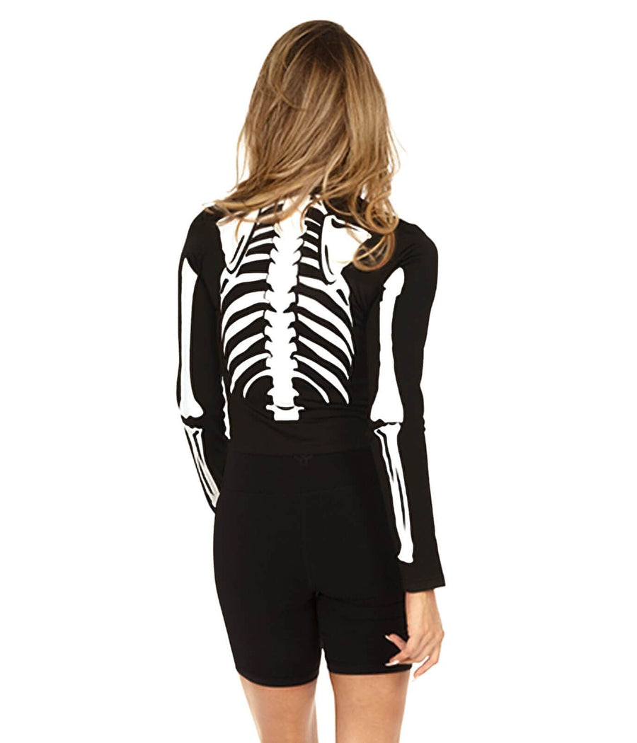 Women's Skeleton Long Sleeve Crop Top