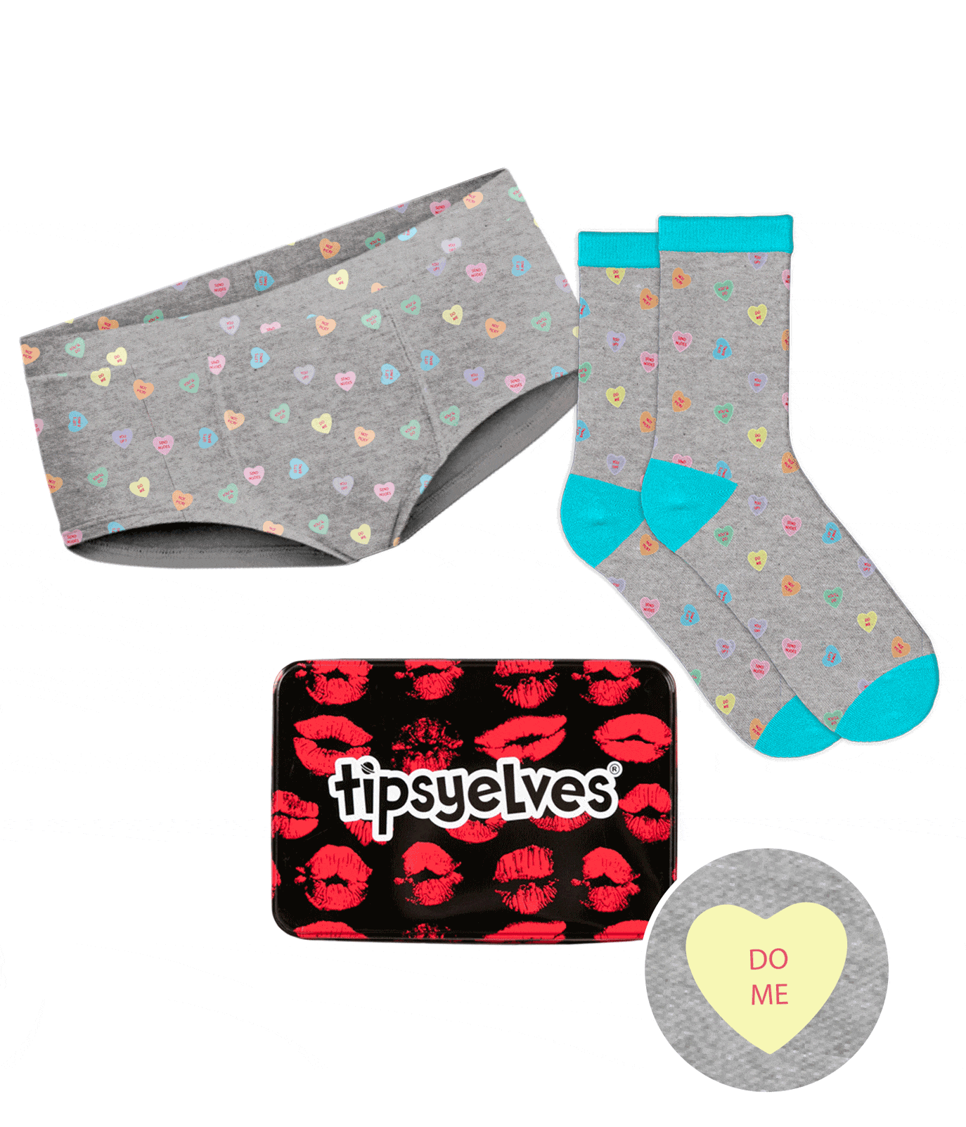 Candy Hearts Underwear & Socks Gift Set Women's Valentine's Gifts