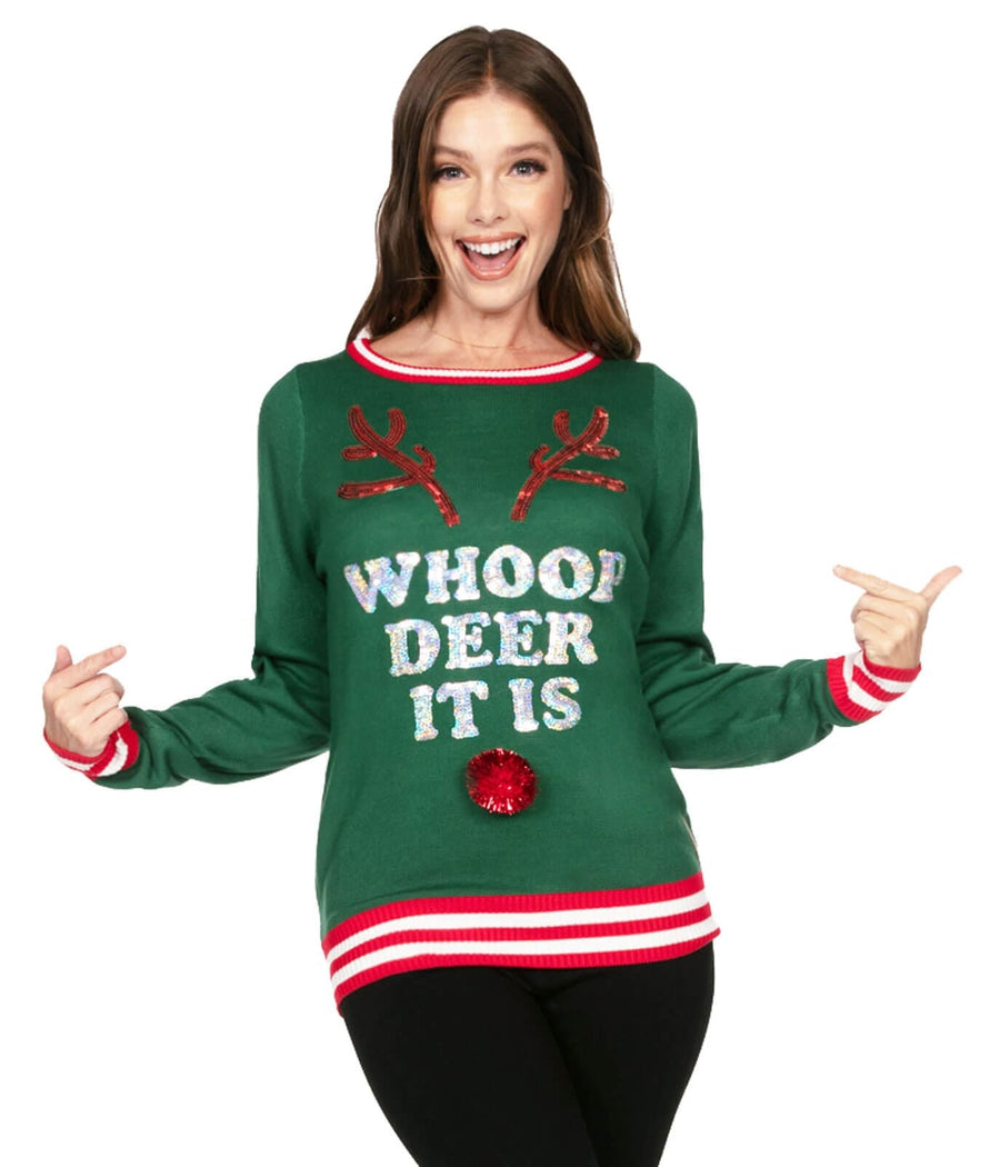 Women's Whoop Deer It Is Ugly Christmas Sweater Image 2