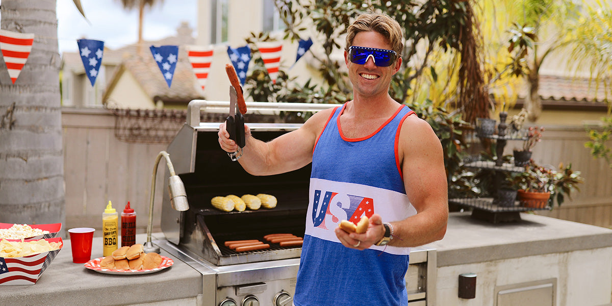 image of model wearing men's usa tank top