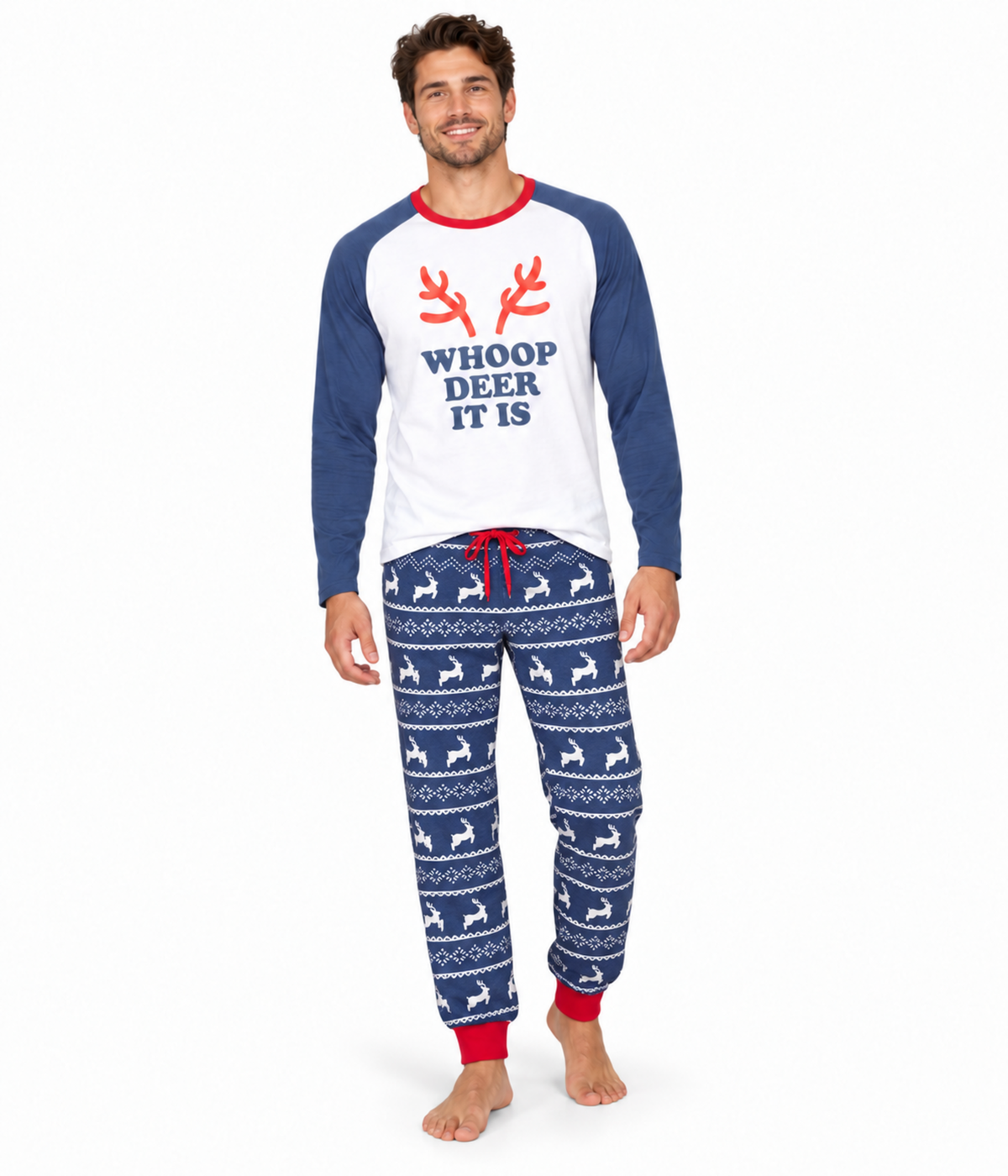 Men's Whoop Deer It Is Crew Neck Pajama Set Primary Image