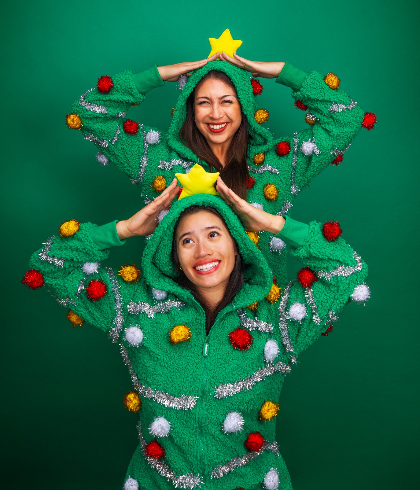 Women's Tipsy Elves Oh Christmas Tree Onesie Pajamas Medium Green