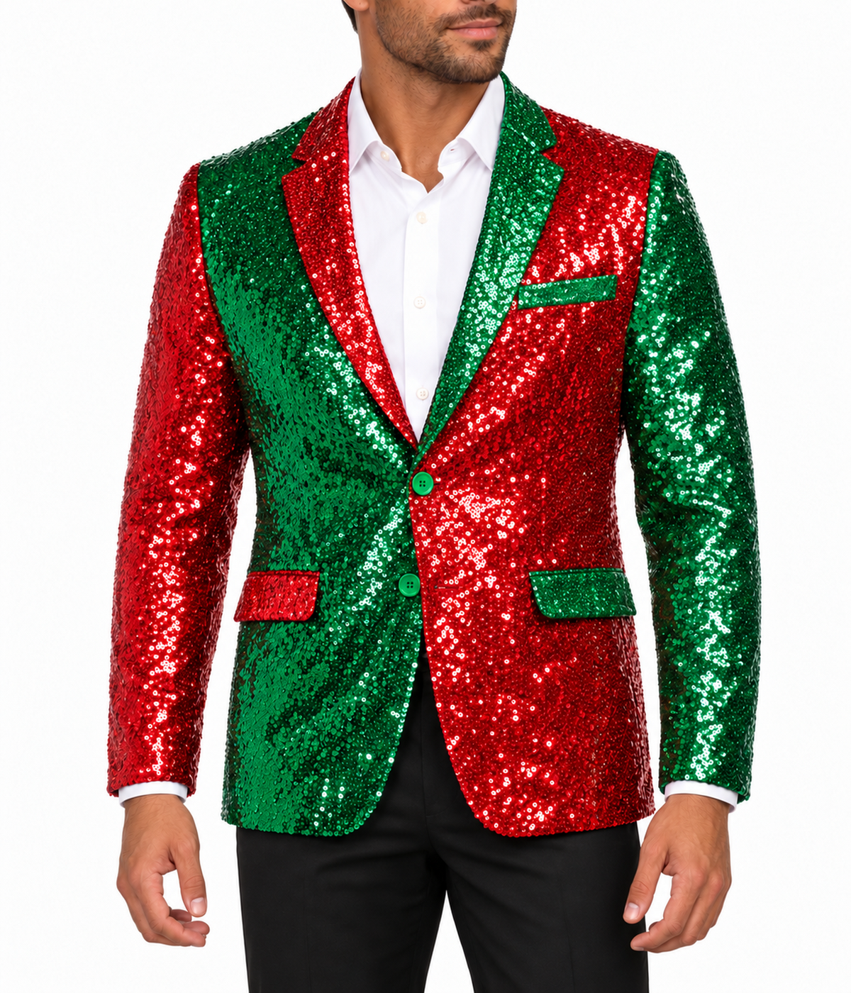 Men's Red and Green Sequin Blazer