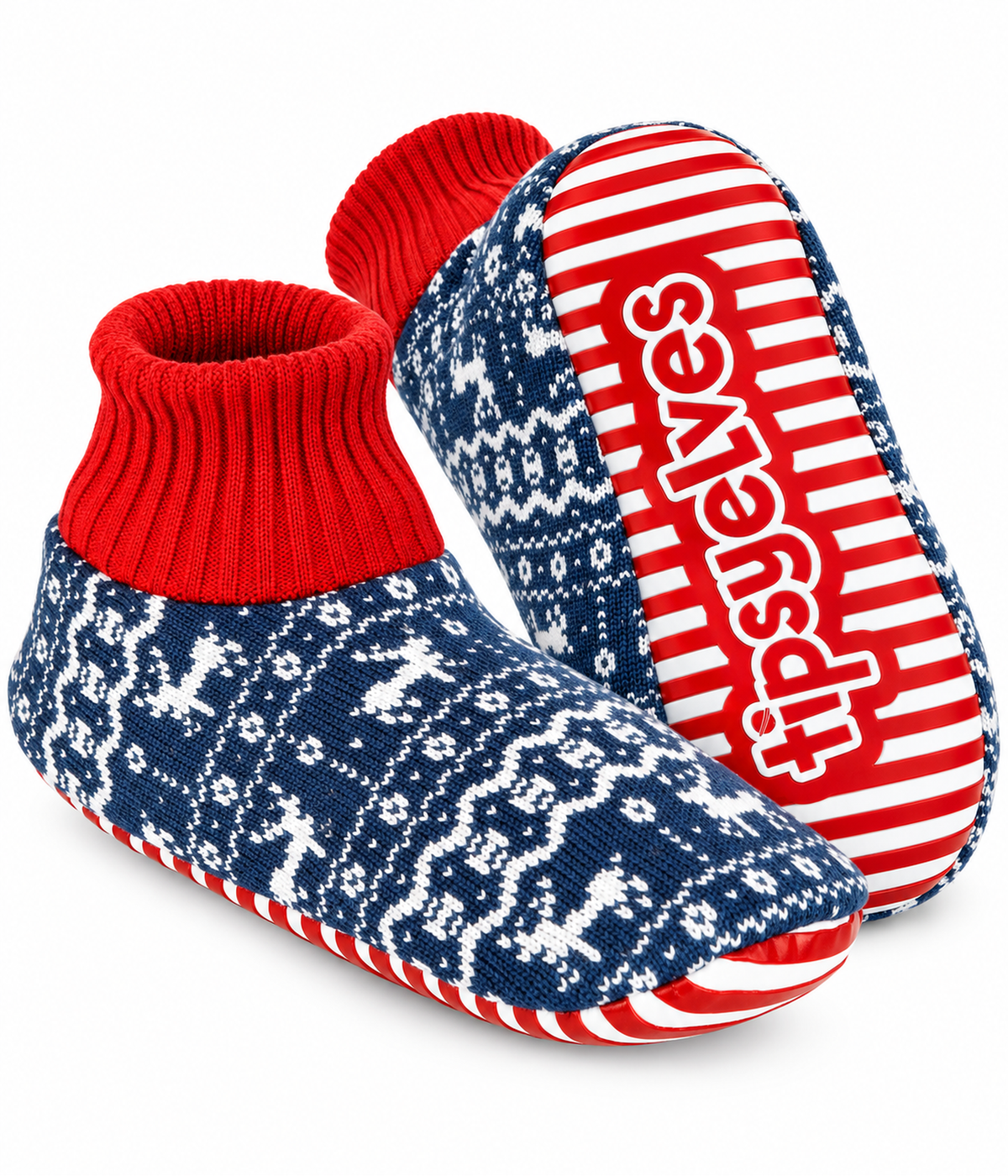 Blue Reindeer Slipper Socks