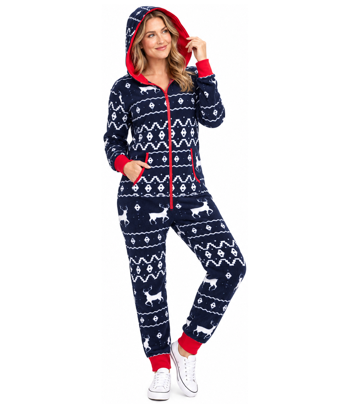 Women's Blue Reindeer Jumpsuit